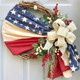 1pc; American National Day Wreath Independence Day Wreath Home Outdoor Decoration New Arrival Door Decoration; Independence Day Supplies 1pc; American National Day Wreath Independence Day Wreath Home Outdoor Decoration New Arrival Door Decoration; Independence Day Supplies