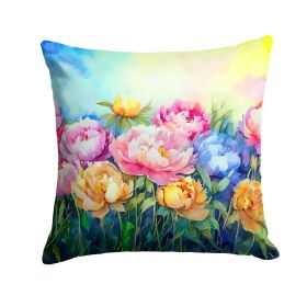 Peonies in Watercolor Throw Pillow Machine Washable, Indoor Outdoor Decorative Pillow for Couch, Bed or Patio, 14Hx14W Peonies in Watercolor Throw Pillow Machine Washable, Indoor Outdoor Decorative Pillow for Couch, Bed or Patio, 14Hx14W